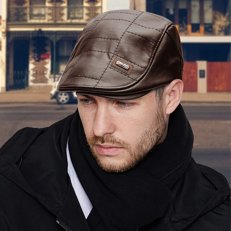 Men Adjustable PU Leather Ivy Cap Newsboy Hat Fishing Hat for Men - Image 11