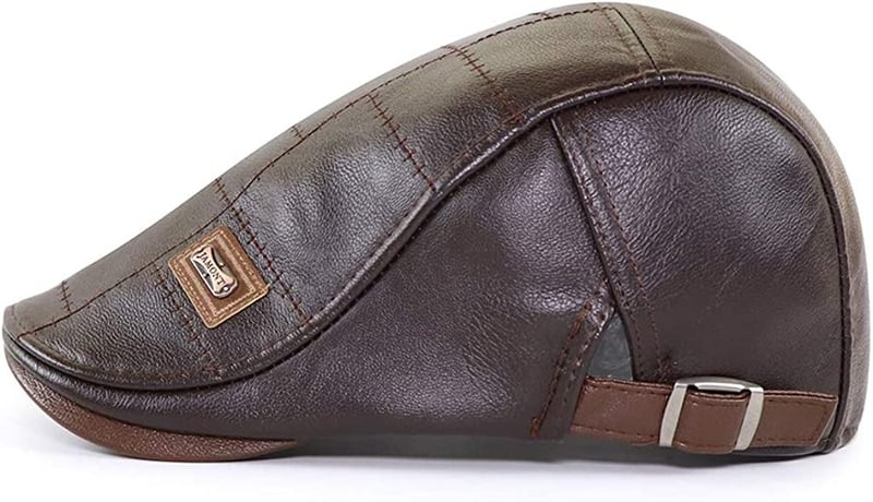 Men Adjustable PU Leather Ivy Cap Newsboy Hat Fishing Hat for Men - Image 17
