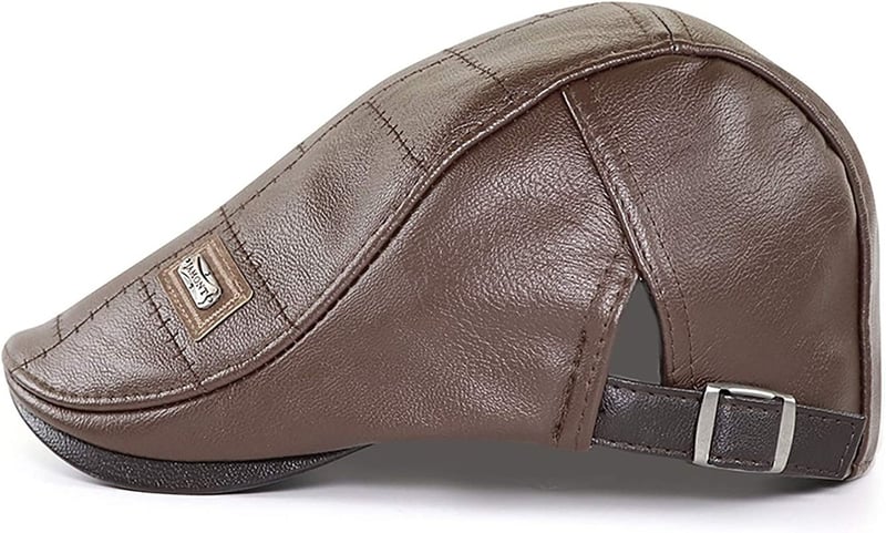 Men Adjustable PU Leather Ivy Cap Newsboy Hat Fishing Hat for Men - Image 19
