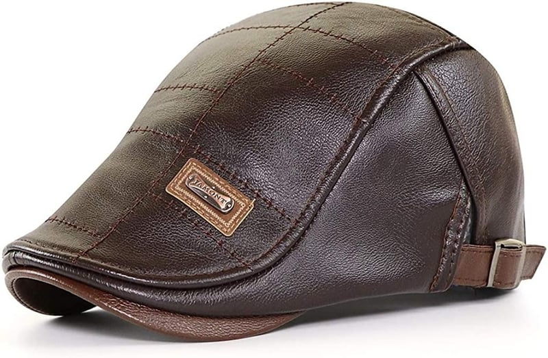 Men Adjustable PU Leather Ivy Cap Newsboy Hat Fishing Hat for Men - Image 3