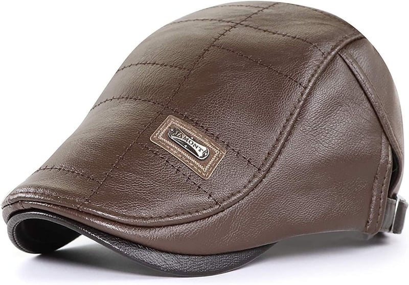 Men Adjustable PU Leather Ivy Cap Newsboy Hat Fishing Hat for Men - Image 4