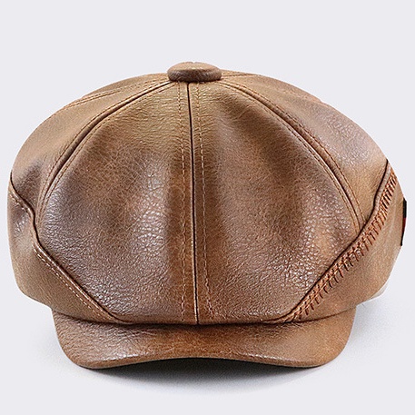 Men's Leather Cap  Beret Hunting Cap Beanie Trucker  Mens Sports Hat - Image 3