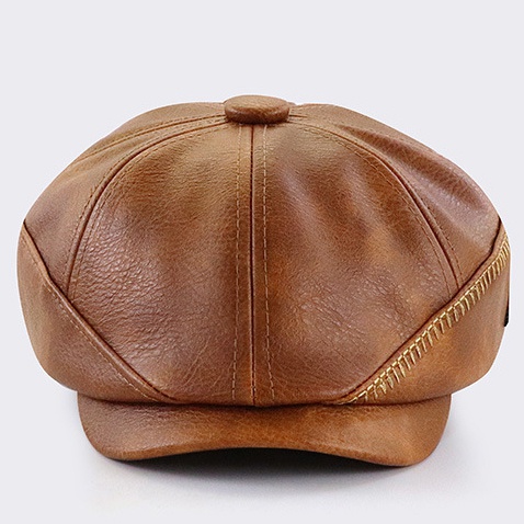 Men's Leather Cap  Beret Hunting Cap Beanie Trucker  Mens Sports Hat - Image 4