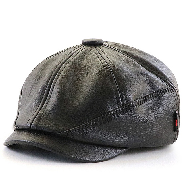 Men's Leather Cap  Beret Hunting Cap Beanie Trucker  Mens Sports Hat - Image 6