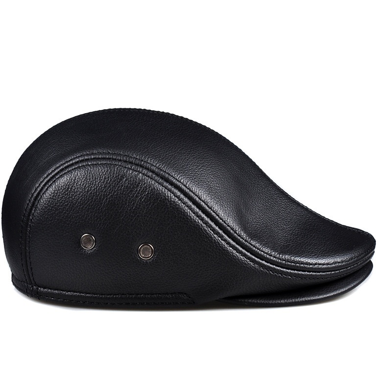 100% Real Genuine Leather Men's Hat Winter Warm Caps Baseball Cap Brand Newsboy Beret Hat  Hats Cowhide Cap