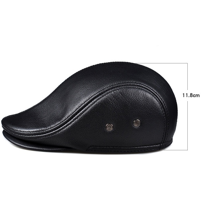 100% Real Genuine Leather Men's Hat Winter Warm Caps Baseball Cap Brand Newsboy Beret Hat  Hats Cowhide Cap