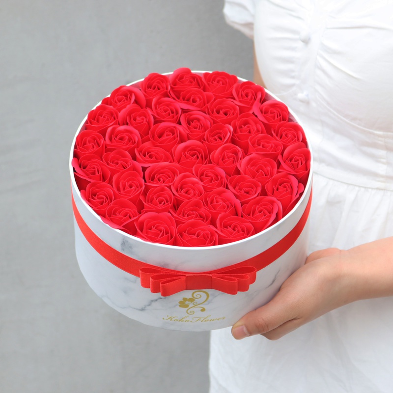 Rose Flowers Gift Box Soap Rose Flowers Round Gift Box Romantic Gift for Valentines Day Gifts Birthday Gifts Christmas Day Gifts Environmentally Friendly Materials - Image 3