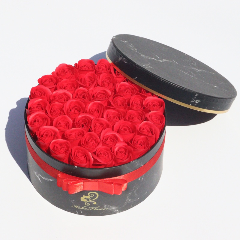 Rose Flowers Gift Box Soap Rose Flowers Round Gift Box Romantic Gift for Valentines Day Gifts Birthday Gifts Christmas Day Gifts Environmentally Friendly Materials - Image 4