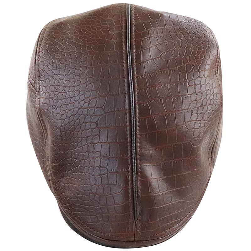 Men's Leather Beret Hunting Cap Beanie Trucker Leather Cap Mens Sports Hat - Image 6