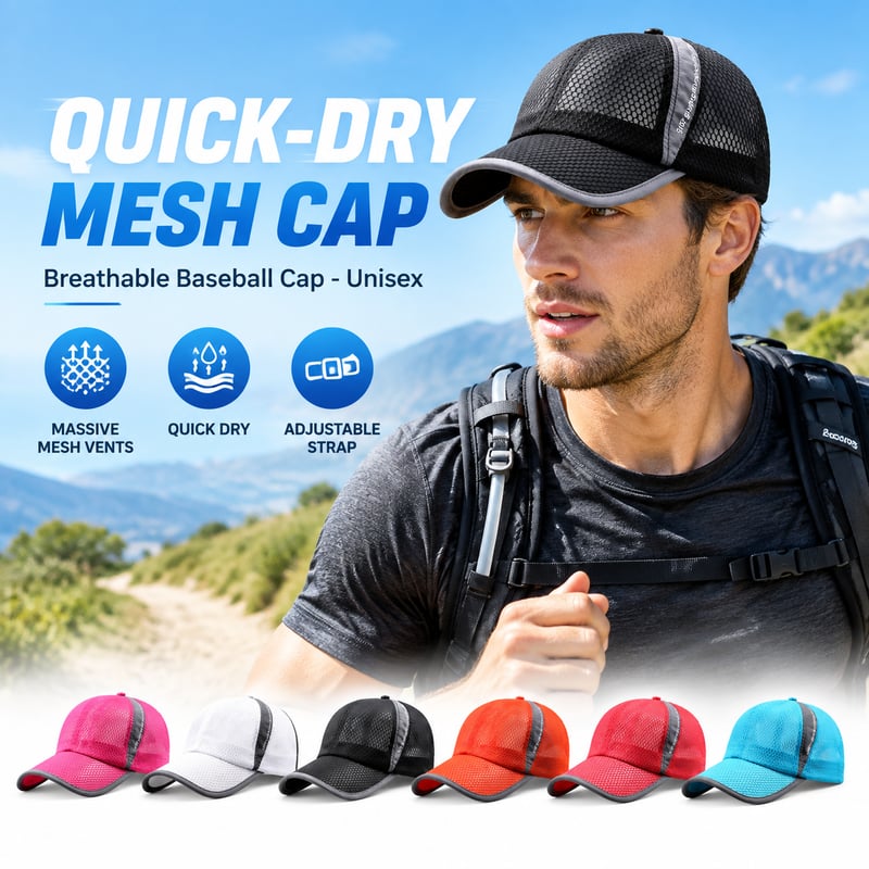 Unisex Breathable Quick Dry Mesh Baseball Cap Sun Hat