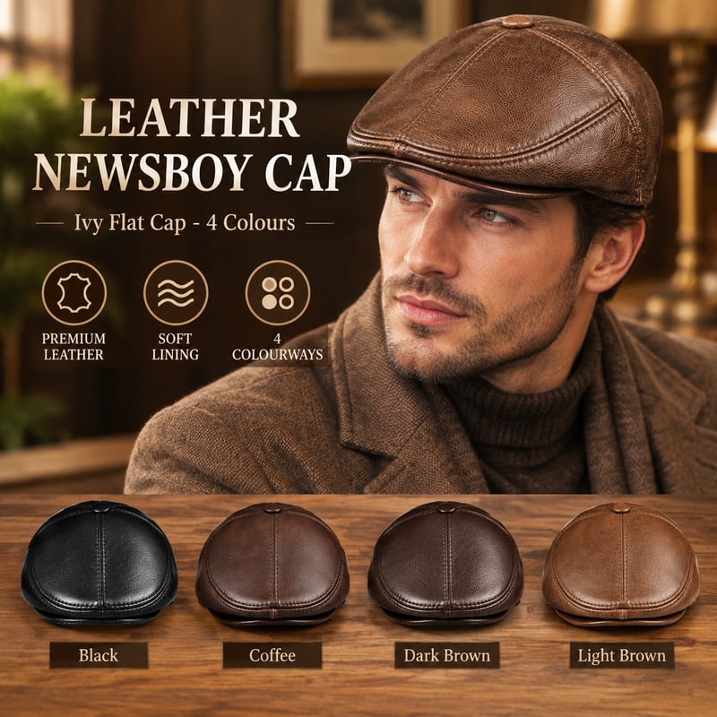 Cowhide Genuine Leather Men Berets Cap Hat  Fashion Men's Real Leather Baseball Caps Winter Warm Hats