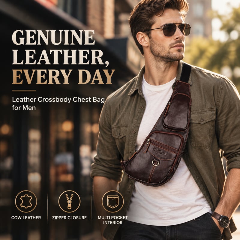 Genuine Leather Men Messenger Bag Casual Crossbody Bag Fashion Men's Handbag men chest bag Male Shoulder Bag