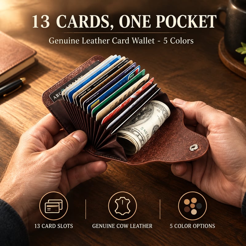Genuine Leather Wallet Leather Purse Credit Card Wallet Many Crads Coin Purse Clutch Purse Unisex