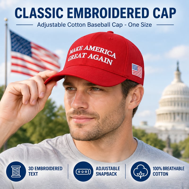 Make America Great Again Cap Donald Trump Slogan with USA Flag Cap Adjustable Baseball Red Hat