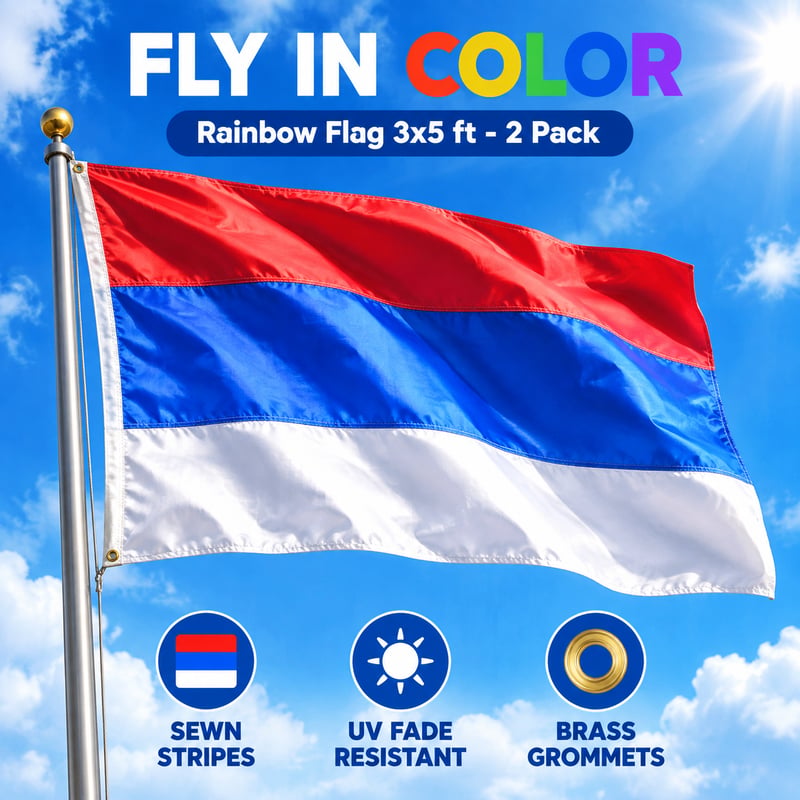 2PACK 3x5 FT Rainbow Flag (Sewn Stripes) Outdoor-Gay Pride Lesbian LGBT-UV Fading Resistant-Premium Quality - Image 2