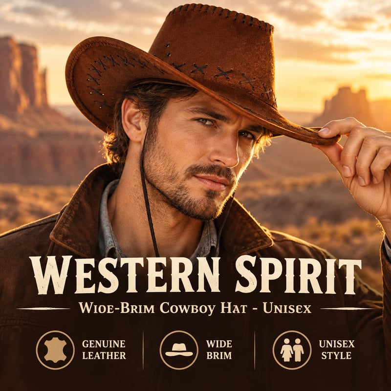Sombrero de moda Cowboy del Oeste, sombrero de ala grande para hombres o mujeres, sombrero occidental, gorra vaquera