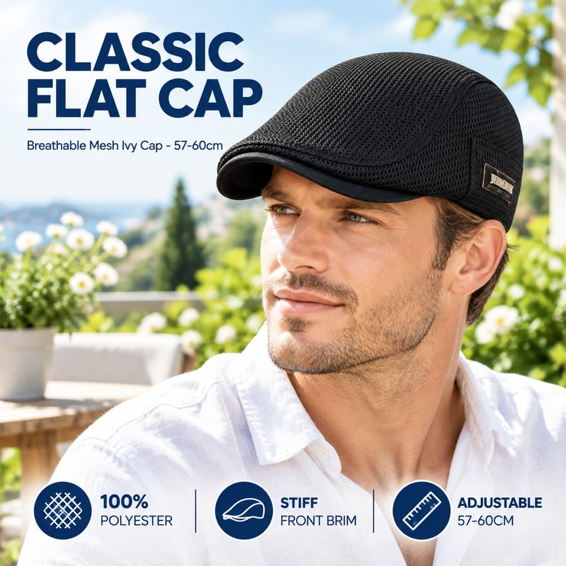 Stylish Unisex Breathable Mesh Cap - Adjustable Newsboy Beret Ivy Hat