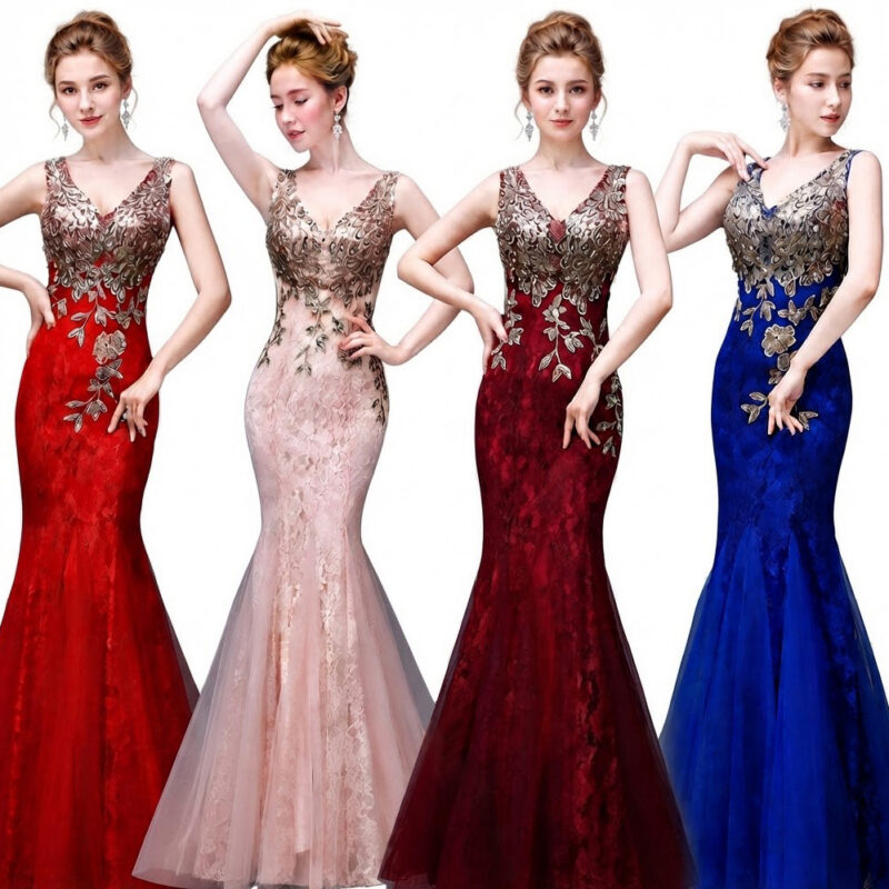 Lace Dresses Abendkleider Major Embroidery Robe De Soiree Evening Party Dresses Long Mermaid Prom Dress