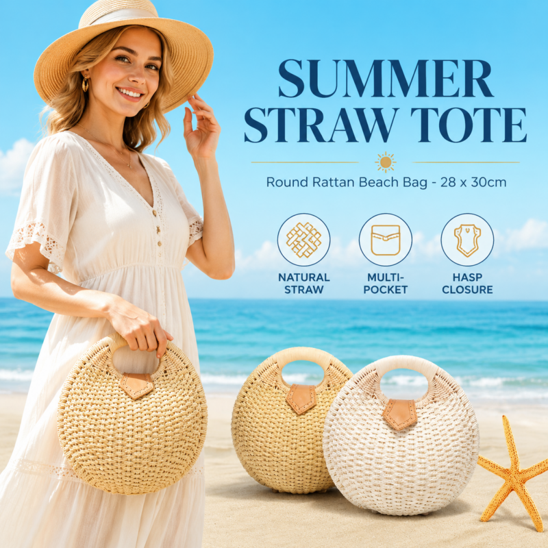 Women Nest Tote Handbag Summer Beach Bags Woman Straw Bags Women's Handbag Rattan Bag