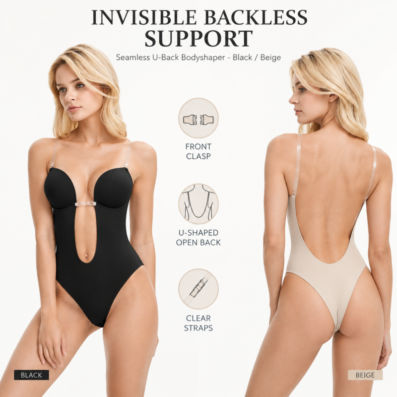 Women's Backless Bra Seamless U-shaped Deep V Bodyshaper Underwear for Evening Wedding Party Dress