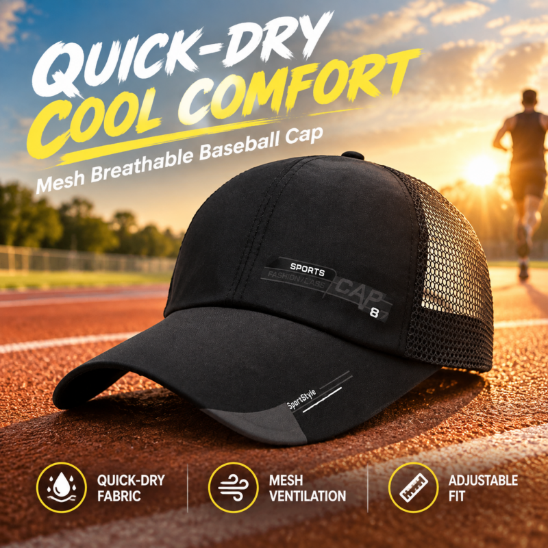 Breathable Quick Dry Mesh Baseball Cap Sun Hat Fishing Hat Adjustable Hat