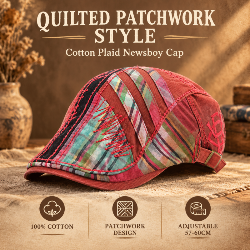 Cotton Flat Cap Ivy Gatsby Newsboy Hunting Beret Cap Adjustable Sun Hat for Men and Women