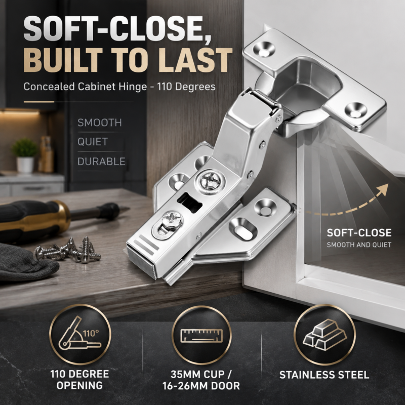 Frameless Cabinet Door Concealed Hinges Soft-Close European Inset Stainless