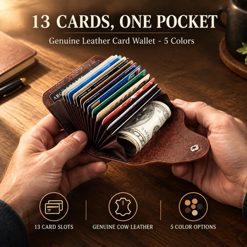 Genuine Leather Wallet  Leather Purse Credit Card Wallet Many Crads Coin Purse Clutch Purse Unisex