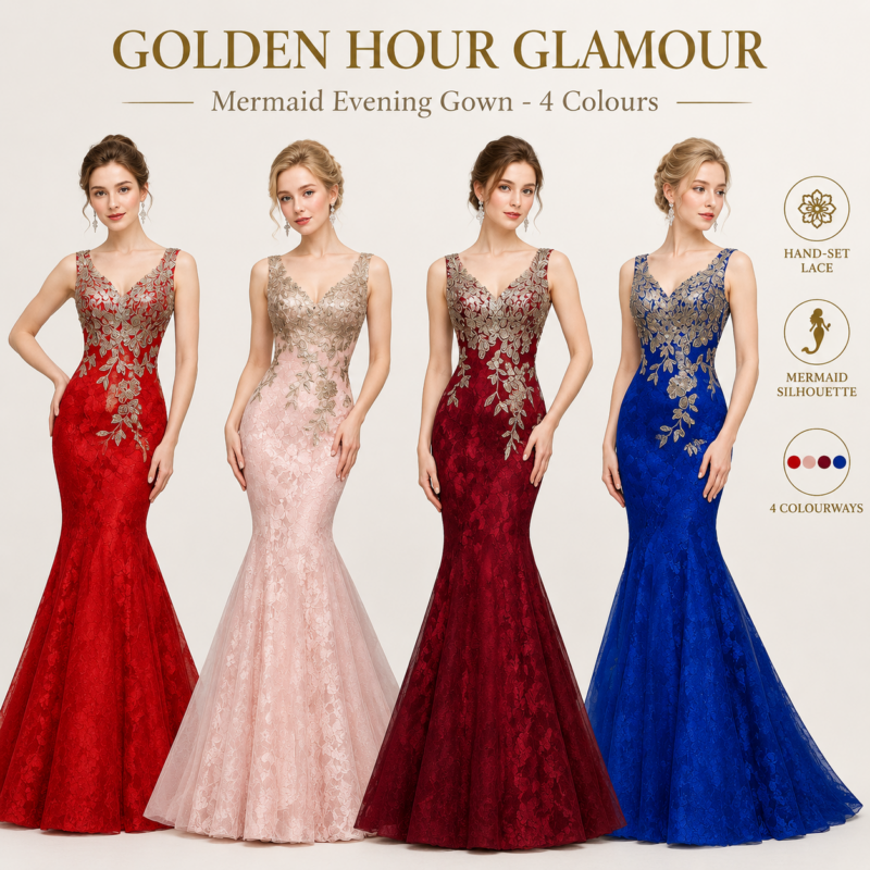 Lace Dresses Abendkleider Major Embroidery Robe De Soiree Evening Party Dresses Long Mermaid Prom Dress