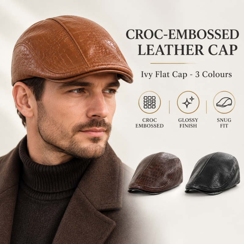 Men's Leather Beret Hunting Cap Beanie Trucker Leather Cap Mens Sports Hat