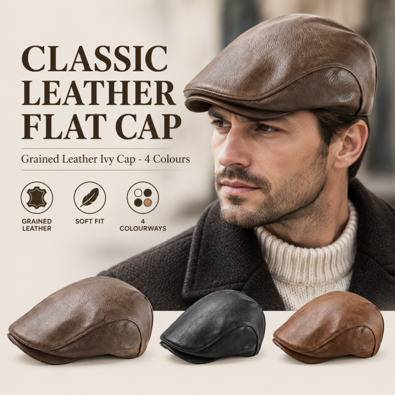 Men's Leather Beret Hunting Cap Trucker Leather Cap Mens Sports Hat