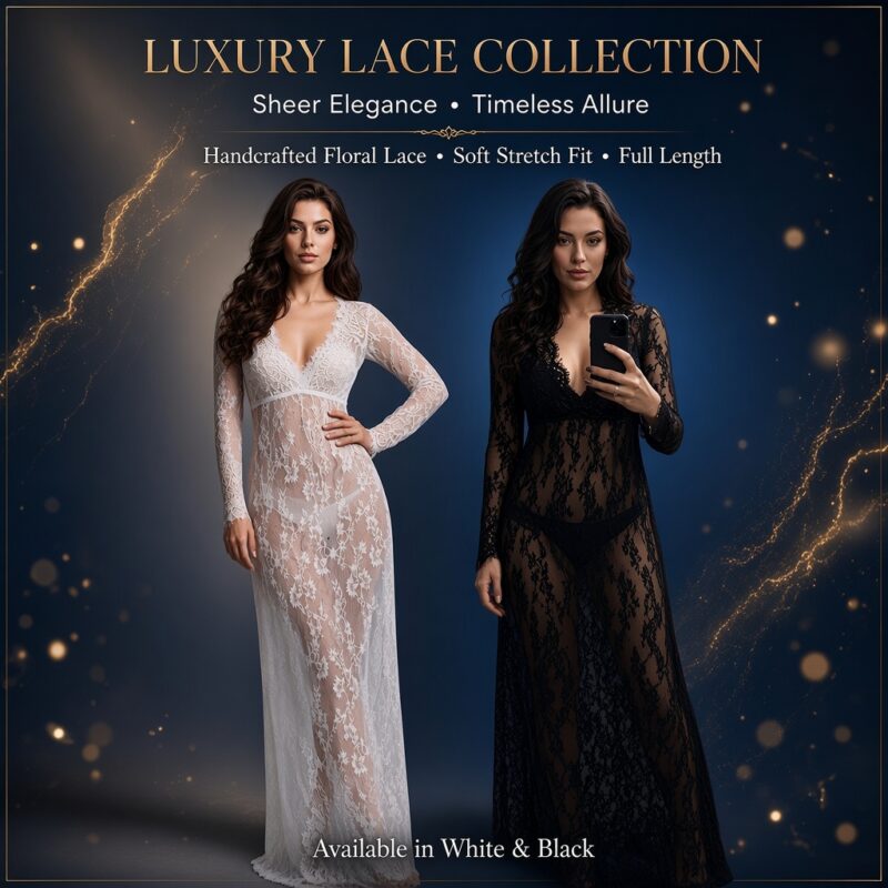 2017 White Sexy Deep V-neck Long-sleeve See-through Lace Tight Trailing Connect Dress Skirt