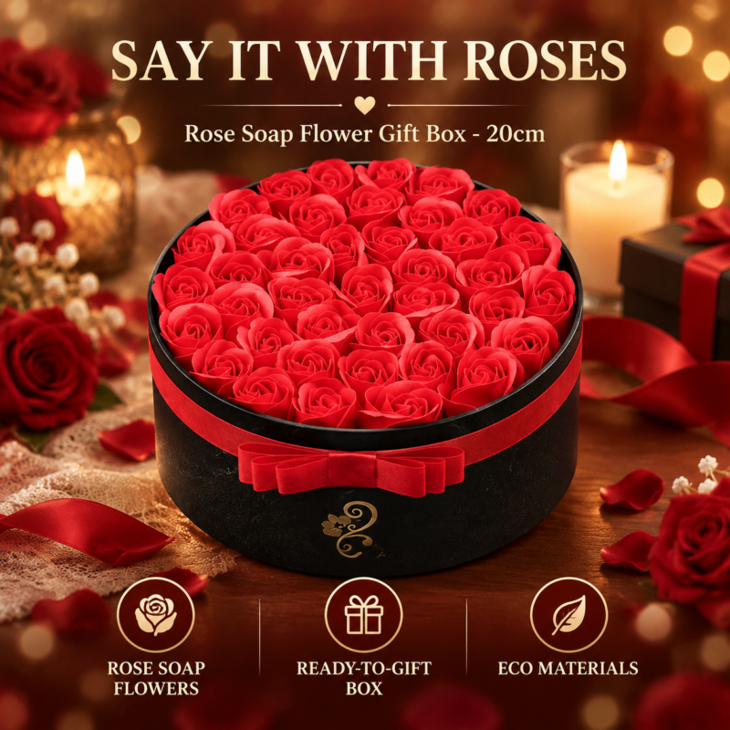 Rose Flowers Gift Box Soap Rose Flowers  Round Gift Box Romantic Gift for Valentines Day Gifts  Birthday Gifts  Christmas Day Gifts Environmentally Friendly Materials