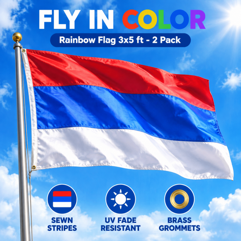 2PACK 3x5 FT Rainbow Flag (Sewn Stripes) Outdoor-Gay Pride Lesbian LGBT-UV Fading Resistant-Premium Quality