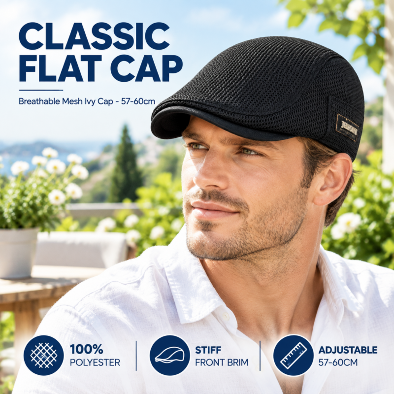 Stylish Unisex Breathable Mesh Cap - Adjustable Newsboy Beret Ivy Hat